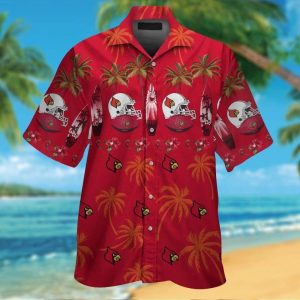 Louisville Cardinals Short Sleeve Button Up Tropical Hawaiian Shirt VER04