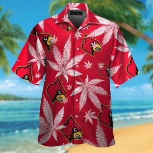 Louisville Cardinals Short Sleeve Button Up Tropical Hawaiian Shirt VER06