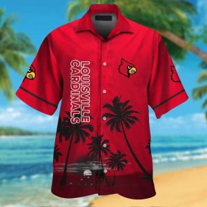 Louisville Cardinals Short Sleeve Button Up Tropical Hawaiian Shirt VER08