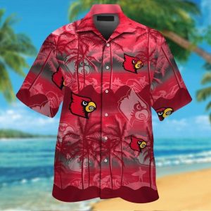 Louisville Cardinals Short Sleeve Button Up Tropical Hawaiian Shirt VER09