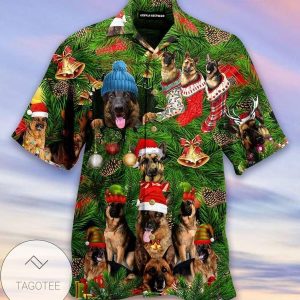 Lovely Christmas German Shepherd Green Hawaiian Shirts