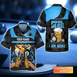 Lovelypod – Blue Ver Eight-Ball Pool And Beer That’s Why I Am Here 3D Trendy Hawaiian Shirt, Billiard Team Uniform, Gift For Billiard Players