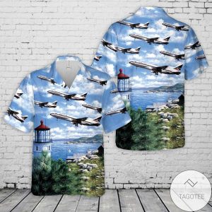Marvel at Delta Air Lines Lockheed Tristar on Hawaiian Shirt
