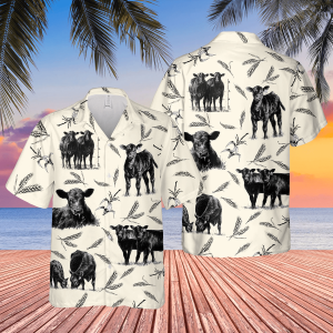 Men Cattle Trendy Hawaiian Shirt White Cattle On Farm Lovers Trendy Hawaiian Shirt, Cow Trendy Hawaiian Shirt For Summer Gifts