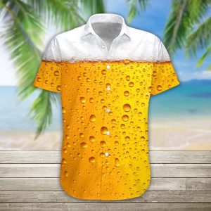 Men’s Beer Design Hawaiian Shirt for Beach and Summer