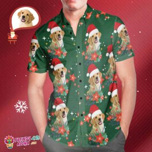 Men’s Custom Photo Christmas Trendy KLA Hawaiian Shirts Christmas Gift For Pet Lovers