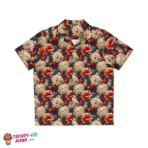 Men’s Floral Navy Red White Hawaiian Shirt Perfect Dad Bachelor Gift