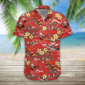 Men’s Hawaiian Shirt Featuring Santa Claus at Christmas