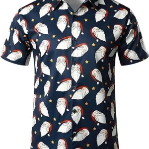 Men’s Santa Claus Themed Summer Beach Christmas Hawaiian Shirt