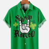 Men’s St. Patrick’s Day Sham Rocked Printed Trendy Hawaiian Shirt