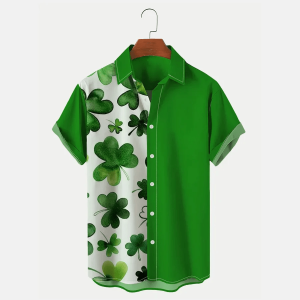 Men’s St. Patrick’s Day Short Sleeve Shirt Trendy Hawaiian Shirt For Men And Women