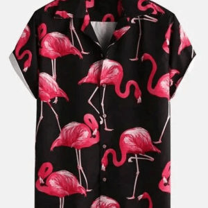 Mens Summer Flamingo Trendy Hawaiian Shirt, Summer Gift For Men And Women