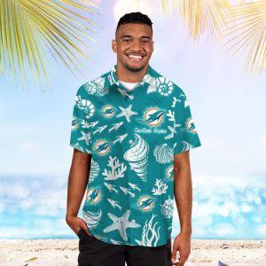 Miami Dolphins Name Personalized Short Sleeve Button Up Tropical Hawaiian Shirt