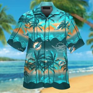 Miami Dolphins Short Sleeve Button Up Tropical Hawaiian Shirt VER01