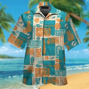 Miami Dolphins Short Sleeve Button Up Tropical Hawaiian Shirt VER010