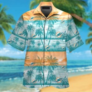 Miami Dolphins Short Sleeve Button Up Tropical Hawaiian Shirt VER021