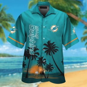 Miami Dolphins Short Sleeve Button Up Tropical Hawaiian Shirt VER027
