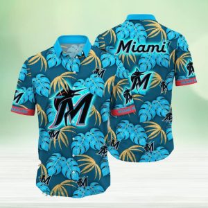Miami Marlins Baseball Hawaiian Shirt with Floral Accent