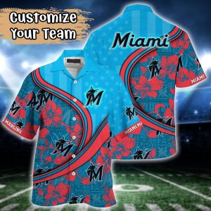 Miami Marlins MLB Us Flag Hawaiian Shirt Custom Summer KLA Shirt