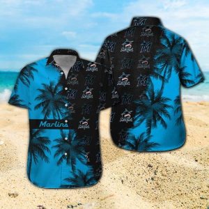 Miami Marlins Short Sleeve Button Up Tropical Hawaiian Shirt VER01