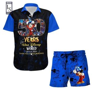 Mickey Fantasia 50Th Anniversary Combo Hawaiian Shirt Shorts