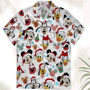 Mickey Friends Disney Christmas Candy Hawaiian Shirts Disneyland Xmas Party
