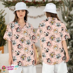 Mickey Friends Pink Christmas Party Hawaiian KLA Disneyland Shirt
