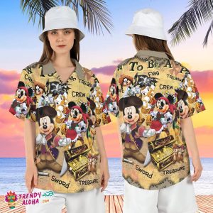 Mickey Friends Treasure Hunt Pirates Caribbean Hawaiian Shirt