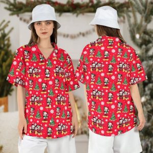 Mickey Minnie Lights Disney Christmas Hawaiian Shirts Disneyland Xmas Tree