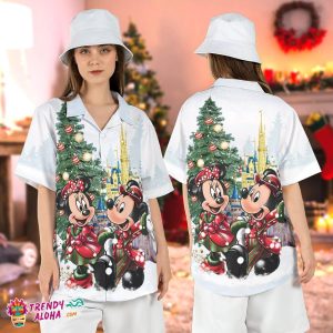 Mickey Minnie Xmas Castle Magic Kingdom Hawaiian Christmas Shirt