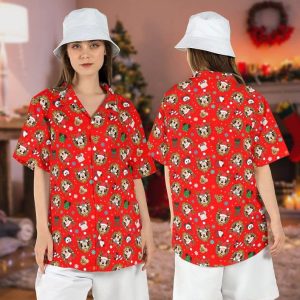 Mickey Minnie Xmas Disneyland Christmas Hawaiian Shirts Button Up Holiday Tree