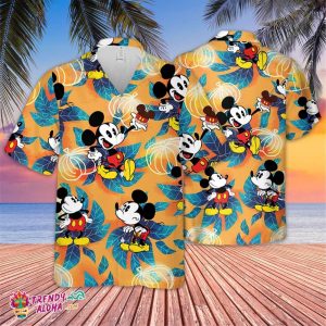 Mickey Mouse Leaves Vintage.Trending,Tropical Beach Shirt, Hawaiian Flower Shirt, Hawaiian Beer Shirt