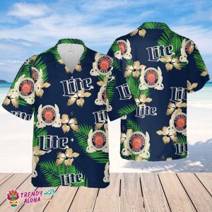 Miller Lite Hawaiian Hibiscus Flower Pattern,Tropical Beach Shirt, Hawaiian Flower Shirt, Hawaiian Beer Shirt