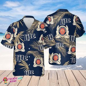 Miller Lite Hawaiian Palm Leaves Pattern Shirt, Beer Summer Party Hawaiian Shirt, Schlitz Beer Shirt
