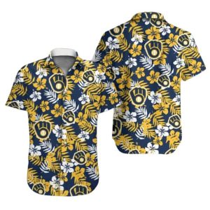 Milwaukee Brewers Hawaiian Shirt Brewers Symbol Yellow Hibiscus Hawaii Shirt Milwaukee Brewers KLA Shirt