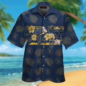 Milwaukee Brewers Hawaiian Shirt Milwaukee Brewers Tropical Dark Blue Hawaii Shirt Milwaukee Brewers KLA Shirt