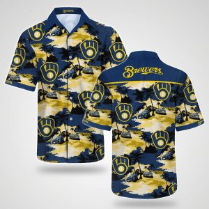 Milwaukee Brewers Hawaiian Shirt Milwaukee Brewers Tropical Island Blue Yellow Hawaii Shirt Milwaukee Brewers KLA Shirt