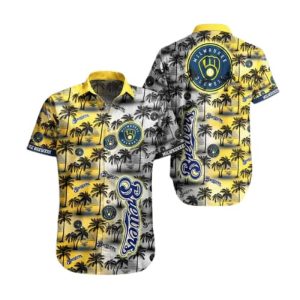 Milwaukee Brewers Trendy Hawaiian Shirt Brewers Name Tropical White Yellow Hawaii Shirt Milwaukee Brewers KLA Shirt 2022