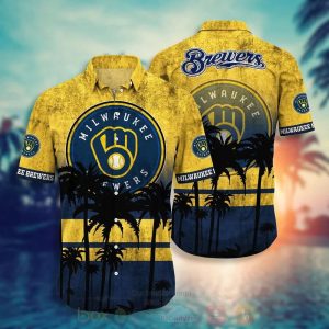 Milwaukee Brewers Trendy Hawaiian Shirt Milwaukee Brewers Symbol Palm Trees Vintage Hawaii Shirt Milwaukee Brewers KLA Shirt 2022