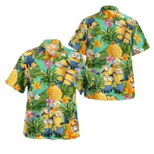 Minions Hawaiian Shirt Minions Tropical Pineapples Cute Hawaii Shirt Funny Minions KLA Shirt