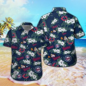 Minnesota Twins Short Sleeve Button Up Tropical Hawaiian Shirt VER010