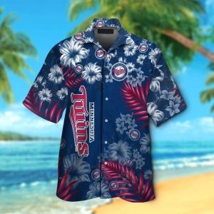 Minnesota Twins Short Sleeve Button Up Tropical Hawaiian Shirt VER011