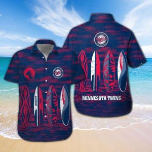 Minnesota Twins Short Sleeve Button Up Tropical Hawaiian Shirt VER07