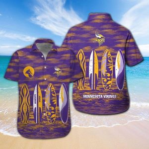 Minnesota Vikings Short Sleeve Button Up Tropical Hawaiian Shirt