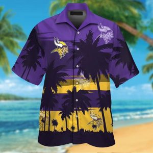 Minnesota Vikings Short Sleeve Button Up Tropical Hawaiian Shirt VER011