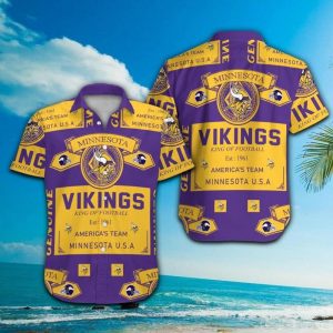 Minnesota Vikings Short Sleeve Button Up Tropical Hawaiian Shirt VER023