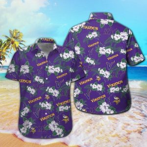 Minnesota Vikings Short Sleeve Button Up Tropical Hawaiian Shirt VER027