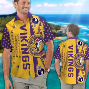 Minnesota Vikings Short Sleeve Button Up Tropical Hawaiian Shirt VER04