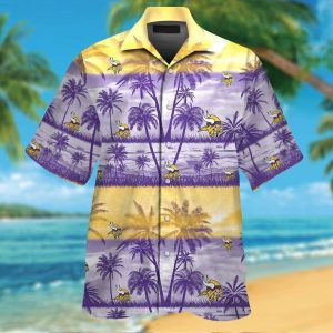 Minnesota Vikings Short Sleeve Button Up Tropical Hawaiian Shirt VER05