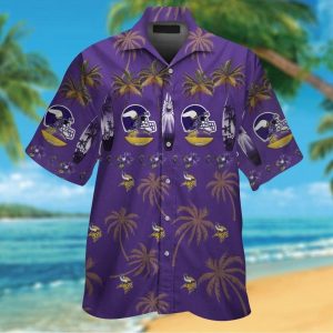 Minnesota Vikings Short Sleeve Button Up Tropical Hawaiian Shirt VER07